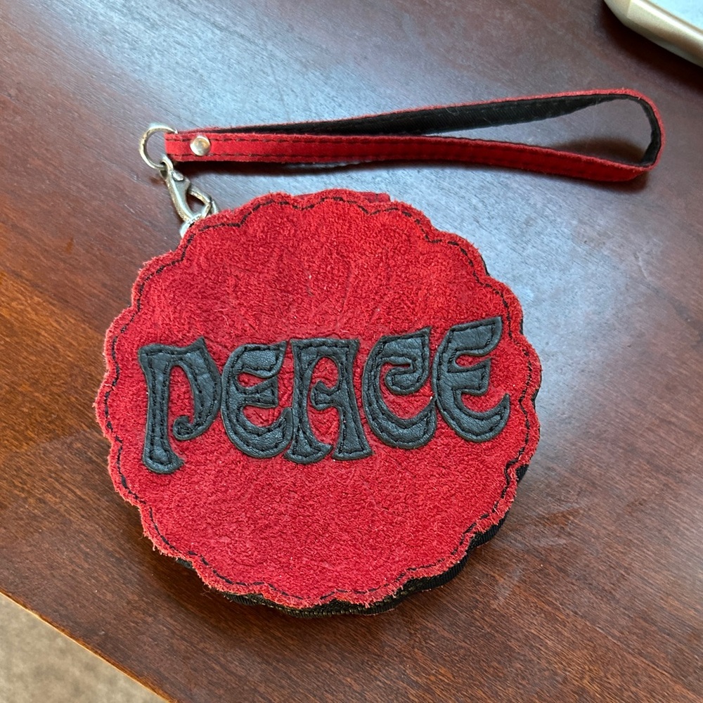 Lucky Brand Red Wristlet with Peace Design